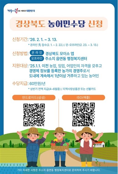 경상북도 농어민수당, 올해도 꼭 챙기...